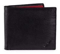 Pierre Cardin - Cartera de Piel auténtica para Hombre, Color Negro, con Bloqueo RFID, Suave, Duradera y a Prueba de Arrugas, Negro/Rojo Interior, S, Vintage