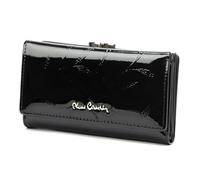 Pierre Cardin Cartera de piel natural para mujer, gran compartimento para monedas sueltas con ranuras para tarjetas, cómodo y funcional, color negro