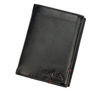 Pierre Cardin Cartera elegante para hombre, 100% piel natural, 9,5 x 13 x 3 cm, para hasta 8 tarjetas, 2 compartimentos para billetes, 1 compartimento para monedas, cierre de cerrojo, Negro , TILAK75
