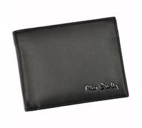 Pierre Cardin Cartera hombre negra de piel con monedero y solapa, Negro , Clásico