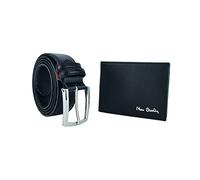 Pierre Cardin Cinturón para hombre, cartera con protección RFID y cinturón de piel auténtica, color negro, talla 125 cm