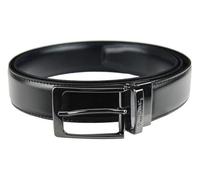 Pierre Cardin Cinturón para hombre con cierre clásico de 100% piel natural, minimalista, elegante, elegante, color doble, negro / azul, 130 cm