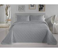 Pierre Cardin® Colcha cama 135 cm, 3 Pieza, 100 % poliéster, Gramaje 300 g/m², Tamaño funda de cojín 50 x 70 cm, Medidas Aproximado de la colcha 235 x 270 cm. Diseño Geométrico, Color Gris Perla