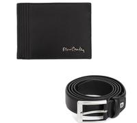 Pierre Cardin conjunto de cinturón y carteras en caja de regalo para hombres de productos de cuero línea Gentilmen, Negro, 130