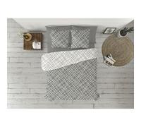 Pierre Cardin® Funda Nórdica 3 Piezas, 90 cm, 50% Algodón, 50% Poliéster, Gramaje 120g/m², 144 Hilos, Funda de Almohada 45 x 110 cm, Cierre de Clip, Cama de 135, Cruce Gris