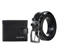PIERRE CARDIN Juego de regalo para hombre, juego de regalo, juego de cinturón y cartera de piel auténtica, de piel, cartera para niño, slim