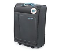 Pierre Cardin Maleta de 4 ruedas giratorias de 55 cm y bolsa de transporte de 40,6 cm con ruedas CL614, Carbón y azul claro, X-Small, Maleta
