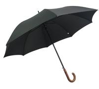 Pierre Cardin, paraguas de diseñador, color negro, con mango marrón de madera, abre automáticamente