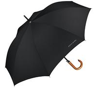 Pierre Cardin - Paraguas para hombre con apertura automática y mango de madera natural, color negro, tamaño grande, estable