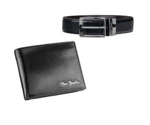 Pierre Cardin Set de regalo de cinturón y cartera de piel auténtica (NEGRO 8808, 130)