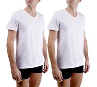 pierre cardin underwear Camiseta Hombre Algodón, Camiseta Firma, Cuello en V con Bordado, Negro (Lote de 2), Blanco, XL