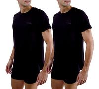 pierre cardin underwear Camiseta Hombre Algodón, Camiseta Firma, Cuello Redondo con Bordado, Negro (Lote de 2), Negro, L