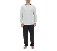 Pierre Cardin Underwear Pijama Hombre Largo 100% Algodón, Ropa de Dormir Hombre, Conjunto de Camiseta y Pantalones, Gris Jaspeado y Negro, L