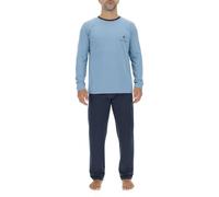 Pierre Cardin Underwear Pijama Hombre Largo 100% Algodón, Ropa de Dormir Hombre, Conjunto de Camiseta y Pantalones, Azul Claro/Azul Marino, XXL