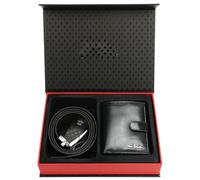 Pierre Cardin ZG-EX-115 - Juego de billetera y cinturón para hombre (piel, 25,5 x 19,5 cm, elegante cinturón de piel, tamaño del cinturón), color negro