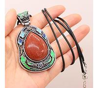Pierre naturelle Agates pendentif collier Lapis lazuli Rose cristal pendentif dames collier Antique argent bijoux cadeau-Sable d'or