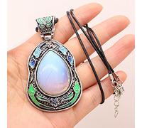 Pierre naturelle Agates pendentif collier Lapis lazuli Rose cristal pendentif dames collier Antique argent bijoux cadeau-Opale