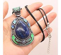 Pierre naturelle Agates pendentif collier Lapis lazuli Rose cristal pendentif dames collier Antique argent bijoux cadeau-Lapis lazuli