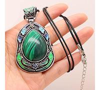 Pierre naturelle Agates pendentif collier Lapis lazuli Rose cristal pendentif dames collier Antique argent bijoux cadeau-Malachite