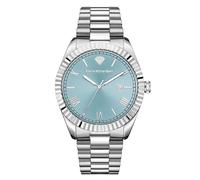 PIERRE RICHARDSON Reloj de lujo para hombre PR9841 - Reloj de cuarzo de acero inoxidable plateado, 41 mm, resistente al agua 5 ATM, cristal mineral resistente a los arañazos, elegante reloj de vestir