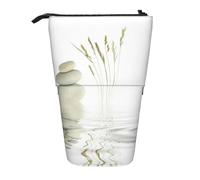 Pierres Naturelles - Estuche telescópico de pie para lápices, de tela Oxford, portátil, para niños, niñas, adolescentes, estudiantes, oficina, Black, Talla única