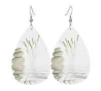 Pierres Naturelles - Pendientes de piel para mujer, diseño de lágrima, accesorios de moda, uso diario, talla única, Cuero