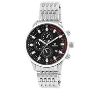 Pierrini Reloj cronógrafo para hombre, acero inoxidable, cronómetro, fecha, caja de 45 mm, diseño deportivo, manecillas luminiscentes, sumergible a 3 ATM, plateado/negro, Pulsera