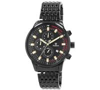 Pierrini Reloj cronógrafo para hombre, acero inoxidable, cronómetro, fecha, caja de 45 mm, diseño deportivo, manecillas luminiscentes, sumergible a 3 ATM, negro/negro, Pulsera