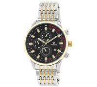 Pierrini Reloj cronógrafo para hombre, acero inoxidable, cronómetro, fecha, caja de 45 mm, diseño deportivo, manecillas luminiscentes, sumergible a 3 ATM, Bicolor/Negro, Pulsera