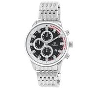 Pierrini Reloj cronógrafo para hombre, acero inoxidable, cronómetro, fecha, caja de 45 mm, diseño deportivo, manecillas luminiscentes, sumergible a 3 ATM, Plata/Blanco-Negro, Pulsera