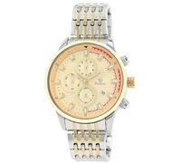 Pierrini Reloj cronógrafo para hombre, acero inoxidable, cronómetro, fecha, caja de 45 mm, diseño deportivo, manecillas luminiscentes, sumergible a 3 ATM, Bicolor/Dorado, Pulsera