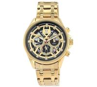 Pierrini Reloj cronógrafo para hombre, acero inoxidable, cronómetro, fecha y 24 horas, reloj deportivo de cuarzo con caja de regalo, dorado/dorado, Pulsera