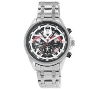 Pierrini Reloj cronógrafo para hombre, acero inoxidable, cronómetro, fecha y 24 horas, reloj deportivo de cuarzo con caja de regalo, Plata/Negro/Blanco, Pulsera