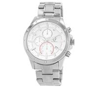 Pierrini Reloj cronógrafo para hombre, acero inoxidable, cronómetro, fecha y manecillas luminosas, reloj de cuarzo, deportivo, elegante, resistente al agua, con caja de regalo, Plata/blanco-plata