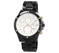 Pierrini Reloj cronógrafo para hombre, acero inoxidable, cronómetro, fecha y manecillas luminosas, reloj de cuarzo, deportivo, elegante, resistente al agua, con caja de regalo, Negro/blanco-plata