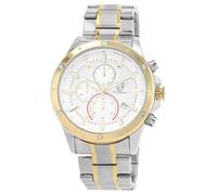 Pierrini Reloj cronógrafo para hombre, acero inoxidable, cronómetro, fecha y manecillas luminosas, reloj de cuarzo, deportivo, elegante, resistente al agua, con caja de regalo, Bicolor/blanco-plata