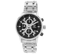 Pierrini Reloj cronógrafo para hombre, acero inoxidable, cronómetro y fecha, reloj de cuarzo, deportivo, elegante, con manecillas luminosas y caja de regalo, resistente al agua a 3 ATM, Plateado