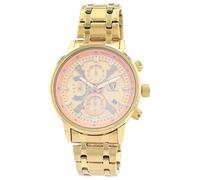 Pierrini Reloj cronógrafo para hombre, acero inoxidable, cronómetro y fecha, reloj de cuarzo, deportivo, elegante, con manecillas luminosas y caja de regalo, resistente al agua a 3 ATM, dorado