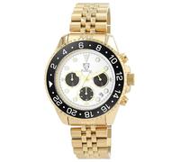 Pierrini Reloj cronógrafo para hombre, acero inoxidable, deportivo, con caja de 44 mm, cronómetro, segunda zona horaria, manecillas luminiscentes, indicador de fecha y cierre de mariposa, resistente