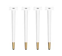 Pies de Muebles 4Pcs,Patas de Muebles de Meta,Patas de Muebles de Cono Vertical,Pies de Apoyo Ajustables,Apto para Todo Tipo de Muebles de Bricolaje,Blanco con Oro (35cm(13.8in))