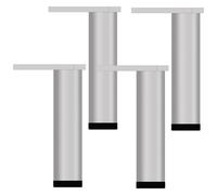 Pies de Muebles Ajustables, 4 Patas para Mesas Plata Pies Soporte Aleación Aluminio | Acabado Anodizada Tornillos de Montaje Incluidos M4*18mm Armario de Servicio Pesado para Renovar Muebles 20cm/7.9"