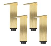 Pies Muebles Ajustables, 4 Patas para Mesas Dorado Pies Soporte Aleación Aluminio | Acabado Anodizada Tornillos de Montaje Incluidos M4*18mm Armario de Servicio Pesado para Renovar Muebles 20cm/7.9"