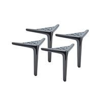 Pies triangulares metálicos, Juego de 4 patas metálicas triangulares for sofá, soportan hasta 600 kg, multicolor, 12 a 25 cm(Bright Black,12cm/4.7in)