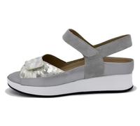 PieSanto - 250422 Sandalia Plantilla Extraíble Ante Metal Perla para: Mujer talla: 38