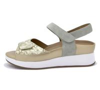 PieSanto - 250422 Sandalia Plantilla Extraíble Ante Metal Salvia para: Mujer talla: 38