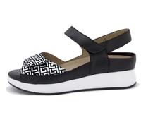 PieSanto - 250422 Sandalia Plantilla Extraíble Estampado Negro para: Mujer talla: 36