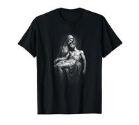 Pieta Cristiana maría sosteniendo a jesús después de la Camiseta gráfica económica, Hombre, Negro, S