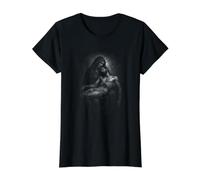 Pieta María Sosteniendo Cuerpo de Jesucristo Camiseta gráfica económica, Mujer, Negro, L