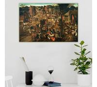 Pieter Bruegel II "Fiesta del pueblo en honor a San Antonio" Impresiones clásicas en lienzo Pintura al óleo Decoración del hogar 30x40 cm Sin marco