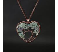Pietra naturale 7 Chakra Reiki Guarigione Albero della Vita Pendente Della Collana Del Cuore Pendenti con gemme e perle Amuleto di Guarigione di Cristallo Dei Monili Delle Donne Regalo-fluorita